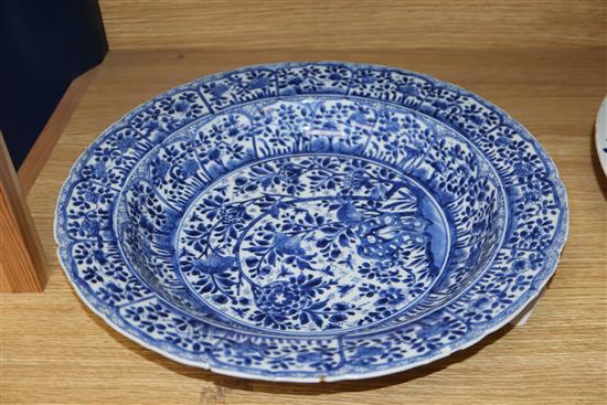 Two Chinese blue and white bowls, 18th/19th century, largest diameter 36cm